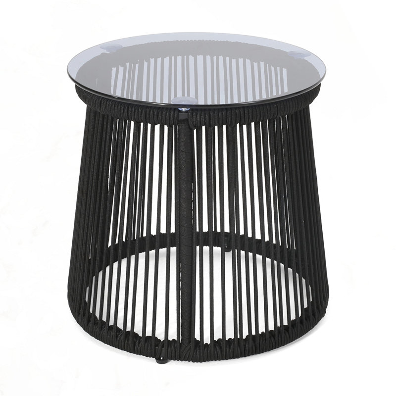 Outdoor Patio Side Table, Black