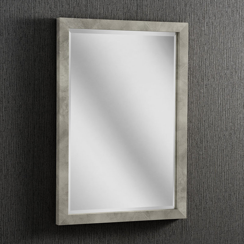 Peachstone Wood Flat Wall Mirror, 160cm H x 69.3cm W, Light Concrete