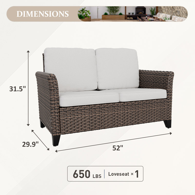 Causeuse en rotin d'extérieur, Beige