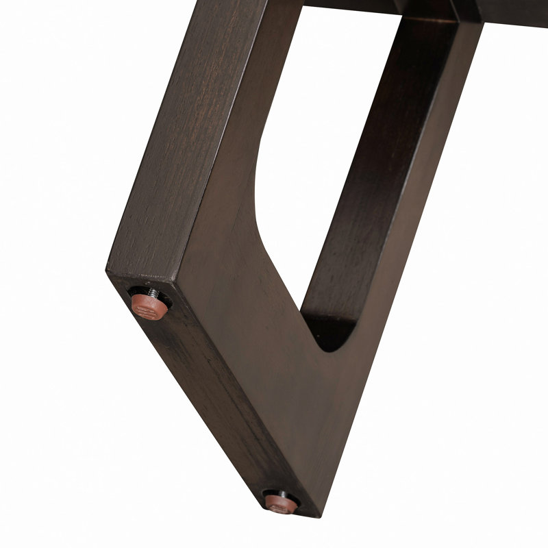 Console étroite avec plateau en marbre et tablette ouverte pour le vestibule, Espresso