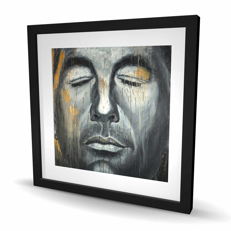«Abstract Man Portrait - Figurative Contemporary», reproduction encadrée