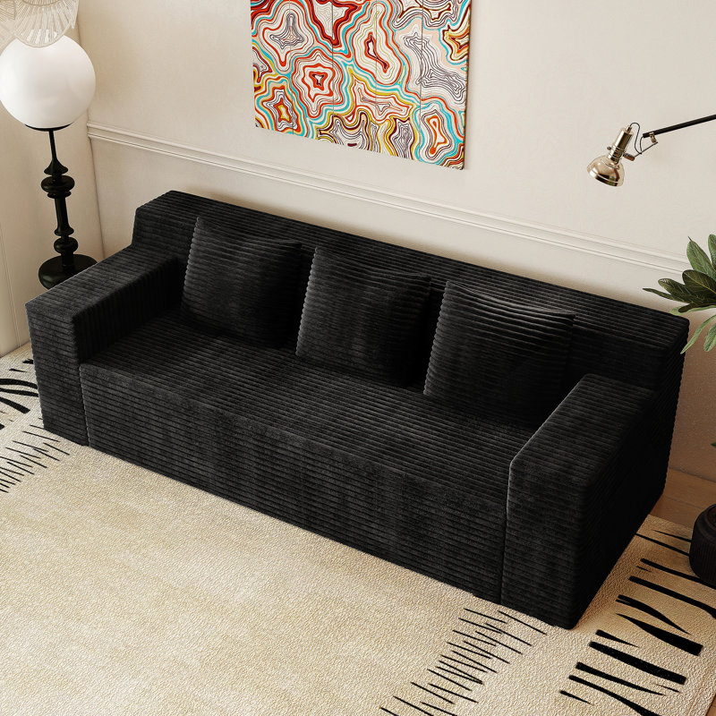 Ensemble de canapé modulaire en velours côtelé de 71 pouces avec sièges profonds, aucun assemblage requis pour le salon ou la chambre à coucher