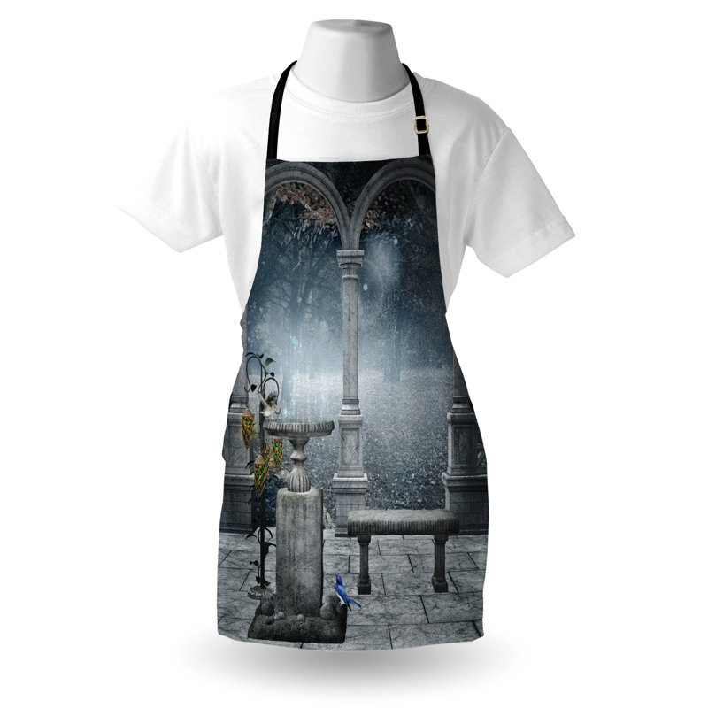 East Urban Home Gothic Apron Unisex, Fictional Mythic Stones, Adult Size, Grey