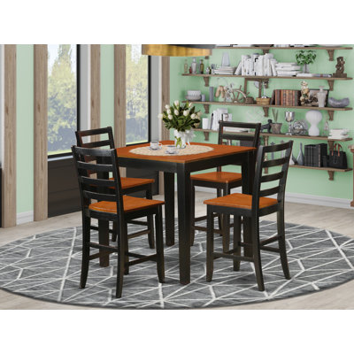 Sperling 5 - Piece Counter Height Rubberwood Solid Wood Dining Set by Charlton Home