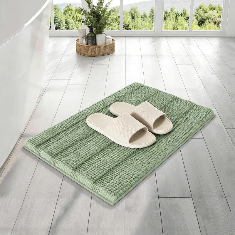 Chenille Bathroom Rugs With Rubber Backing, Soft And Absorbent Bath Mats For Shower, Tub, And Bathroom Floor, Machine Washable