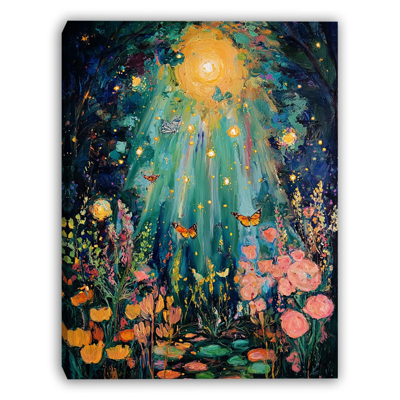 «Moonlit Garden Path», art mural sur toile tendue, H 36 po x l 24 po x P 1,5 po
