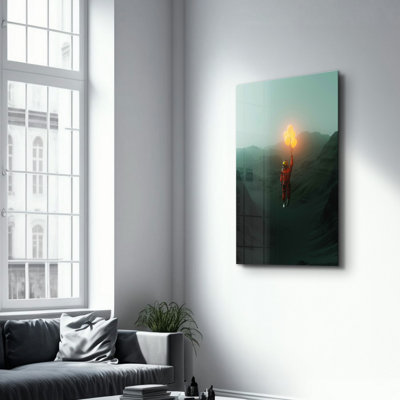 Élégante peinture murale en verre trempé de 13,8 po x 21,7 po | 100% verre trempé, épaisseur: 0,16 pouce | Imprimé UV pour des couleurs éclatantes | Parfait pour la décoration intérieure, le salon et les espaces de bureau