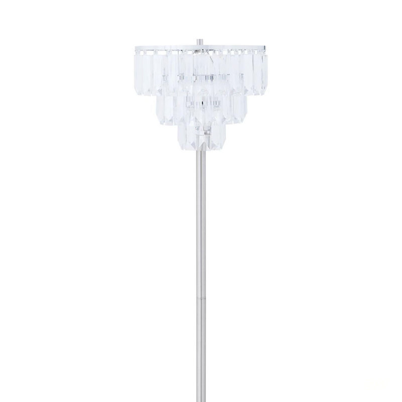 Elegant Chrome Metal Base Floor Lamp With Crystal Accents,  For Modern And Glamorous Interiors, Silver