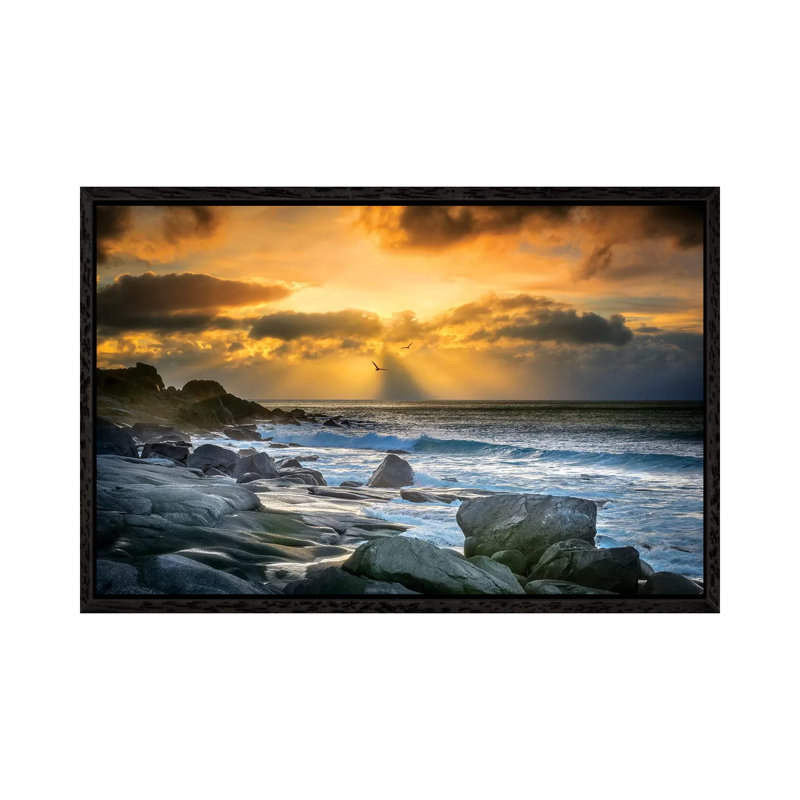 Lofoten Beach And Stones by Marco Carmassi - Print on Canvas, 66.04 cm H x 45.72 cm W, Black Framed