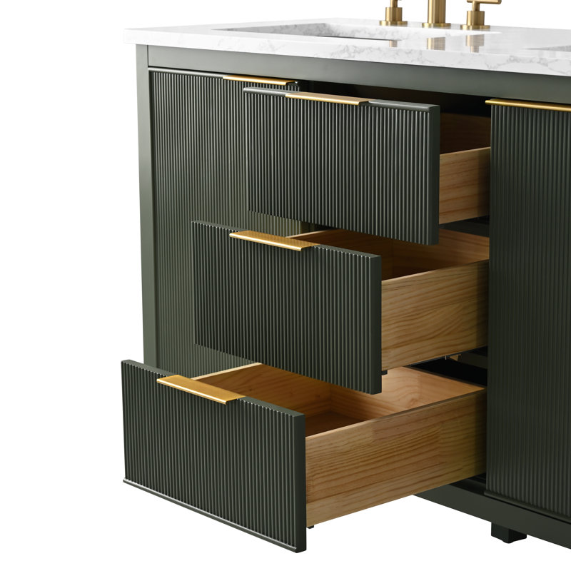 Emma 54" W Double Vanity, Vintage Green/Brushed Bronze
