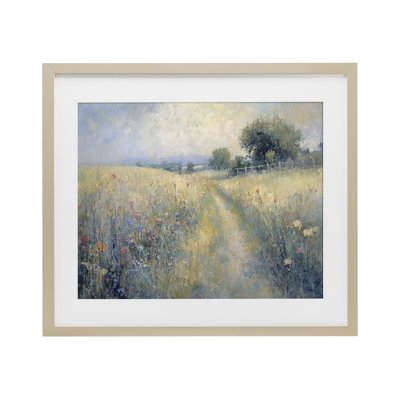 Path Through Wildflower Field Framed Print Under Glass, design by LSR Creative Studio