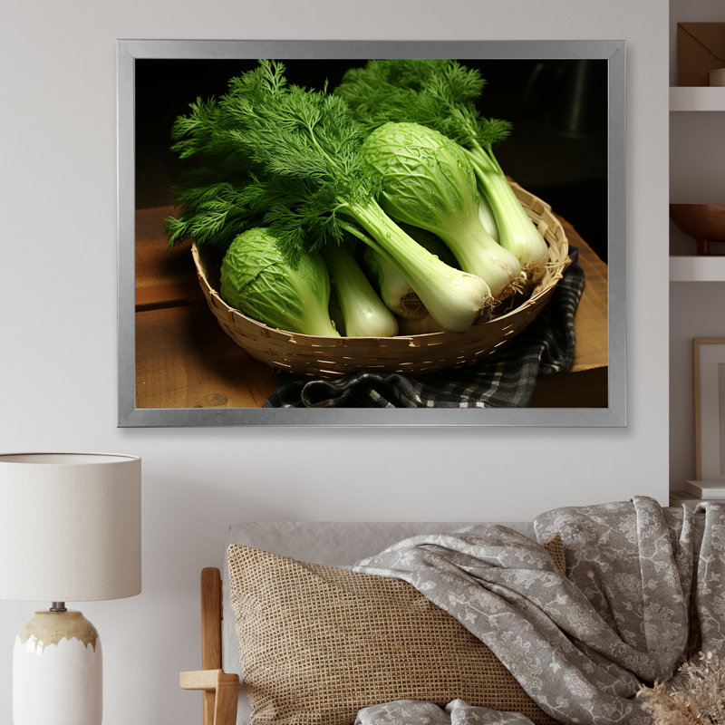 «Kitchen Fennel Herbs Fantasy 5 - Floral Herbs», art mural, Cadre de coin fermé argenté, H 30 po x l 40 po x P 1,5 po