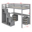 Lit mezzanine avec deux commodes, bureau et bande lumineuse-728129458