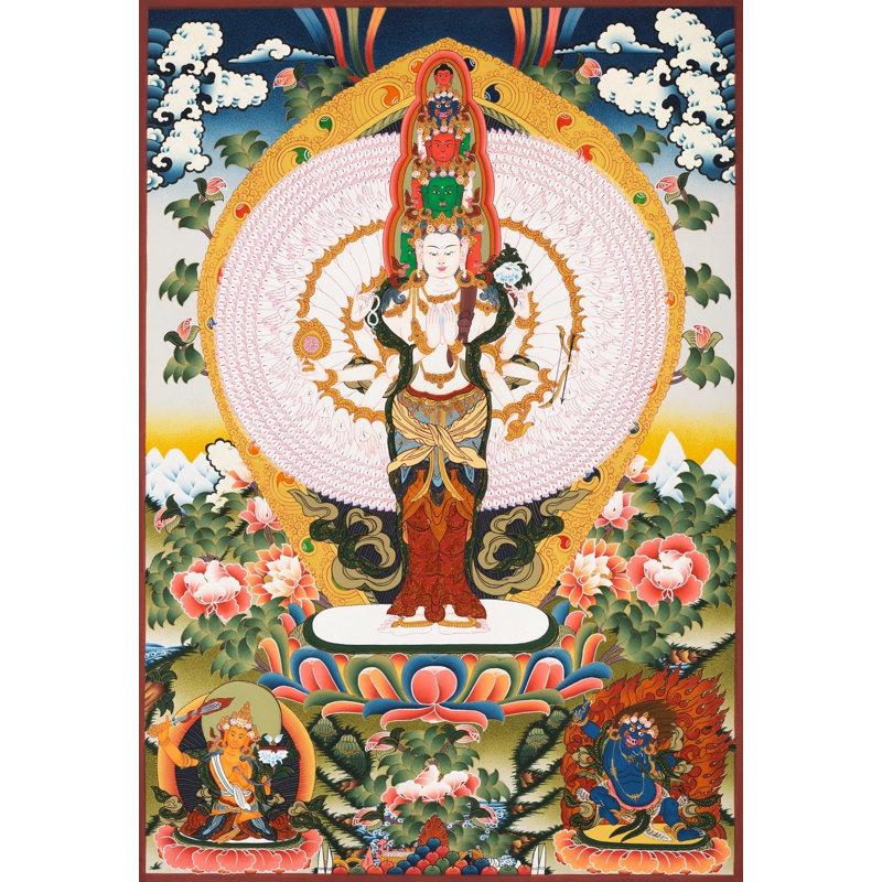 Mille milliers de mains Lokeshvara Thangka (Brocadeless Thangka)