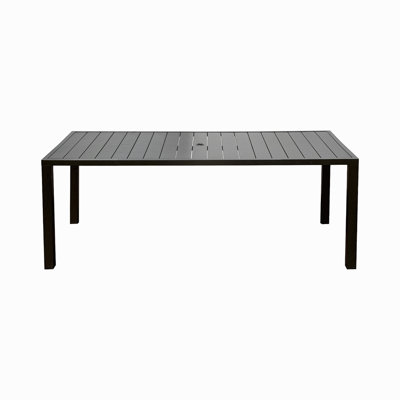 Outdoor Dining Table For 8 Person,Square Slatted Metal Patio Table For Deck Garden Lawn Backyard Use With Umbrella Hole