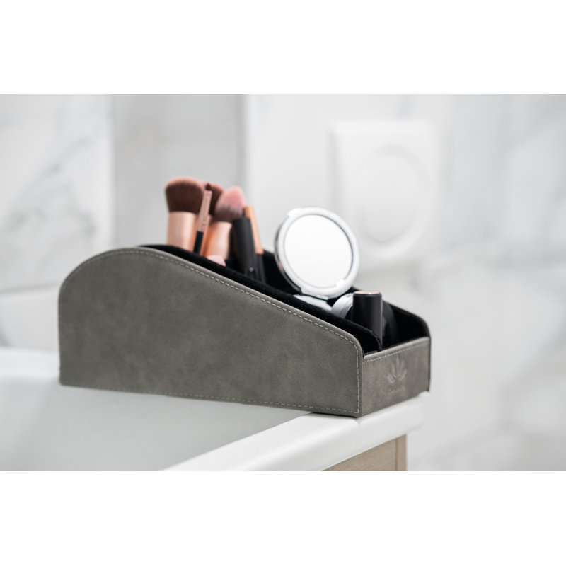 Pirrone Faux Leather Desk Organiser, Grey