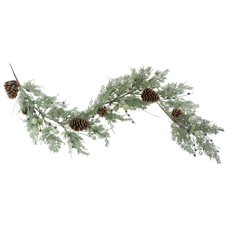 Guirlande de Noël 5 pi x 10 po avec pin et bleuet