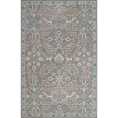 Wren Hand-Tufted Microloop Pile Wool Traditional Area Rug Timber Taupe Blue-Gray Beige