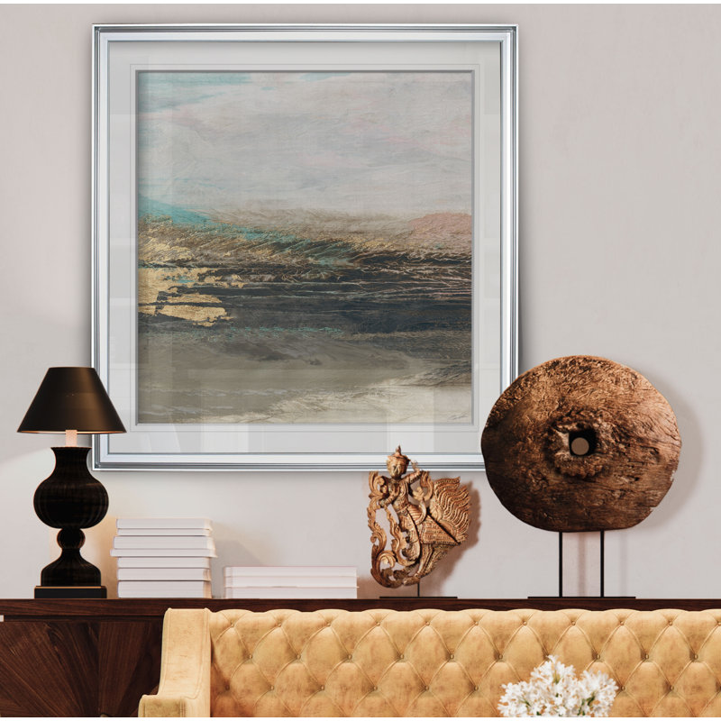 « vista lake », peinture, H 24 po x l 24 po x P 2 po, Cadre argenté