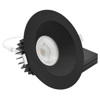 Luminaire encastré à DEL luxueux de 6 pouces avec bordure noire ronde LUXRITE, 22 W, 1 800 lm, 5 TCC, faisceau de 60 °, intensité variable, Twist-N-Lock, homologué ETL
