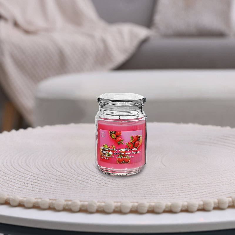 Pot parfumé 18 oz avec couvercle en verre gaufré fraise - ensemble de 2