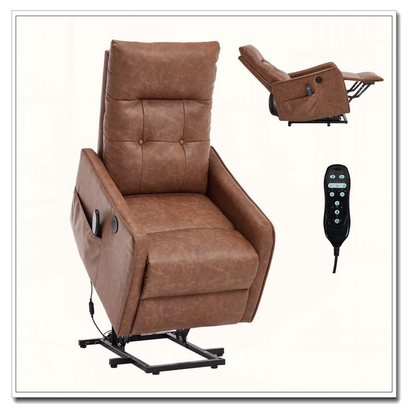 Power Lift Recliner Chair with Massage and Heat for Elderly, Heavy Duty Motion Mechanism and One USB for Charging, Brown
