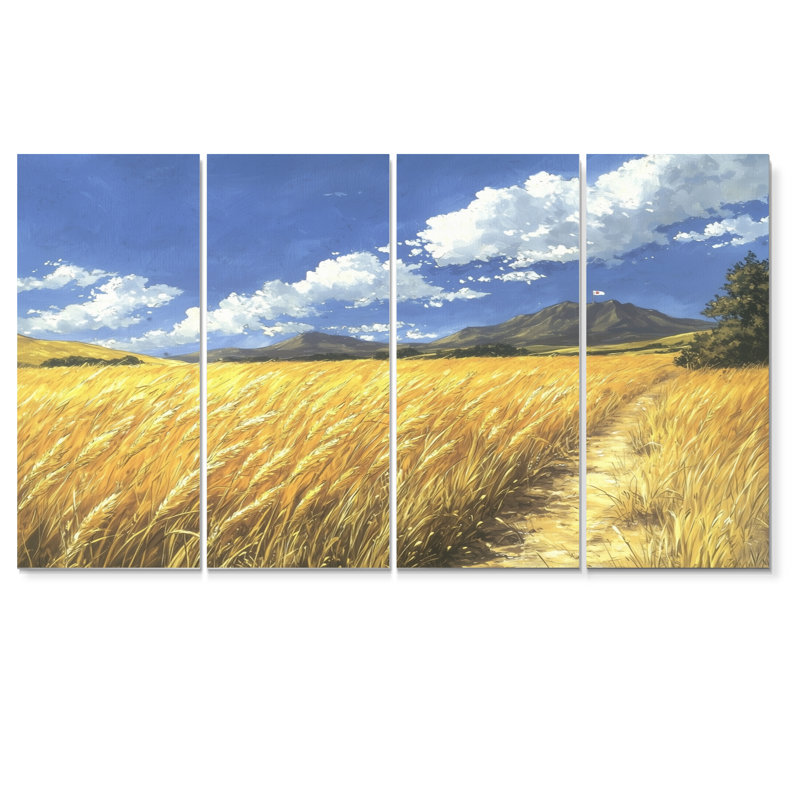 Douville - Meadow Wall Art - ensemble d'art mural traditionnel, H 28 po x l 48 po, 4