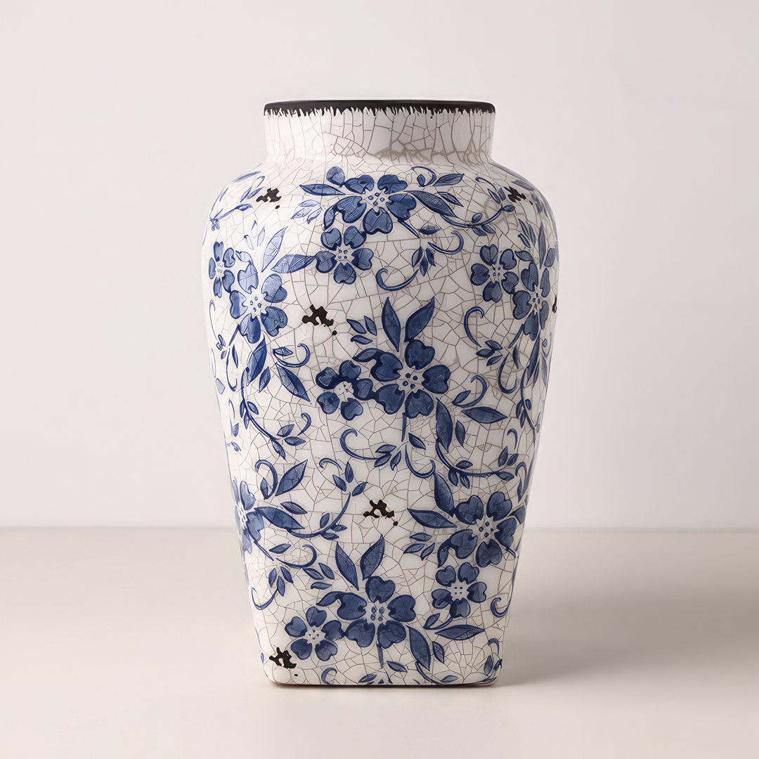 Efimov Handmade Blue and White Porcelain Ceramic Table Vase / Ginger Jar Red Barrel Studio®