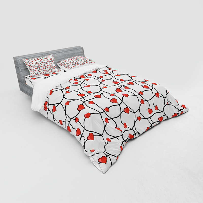Ensemble de housse de couette en microfibre rouge / noir, Housse de couette grand + 3 pièces supplémentair