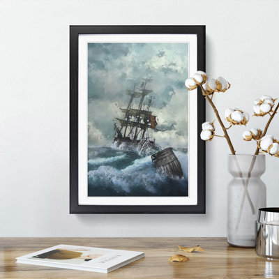 Pirate Ship upon a Stormy Sea - Picture Frame Graphic Art Print