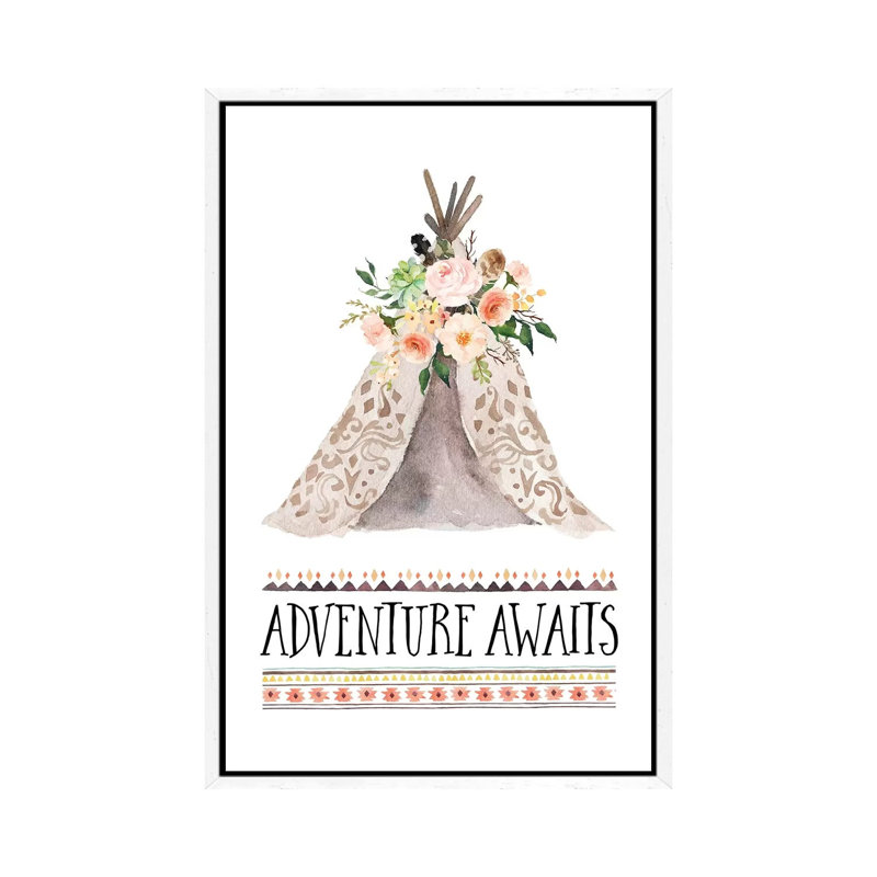 Adventure Awaits 1 Piece Painting on Canvas, 101.6cm H x 66.04cm W x 3.81cm D, White Framed