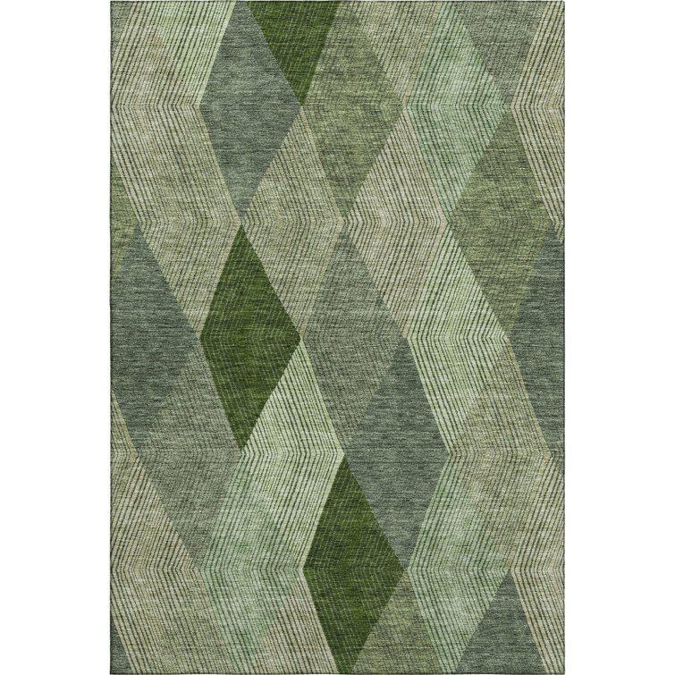 Premium Machine Washable Prisco Green Rug