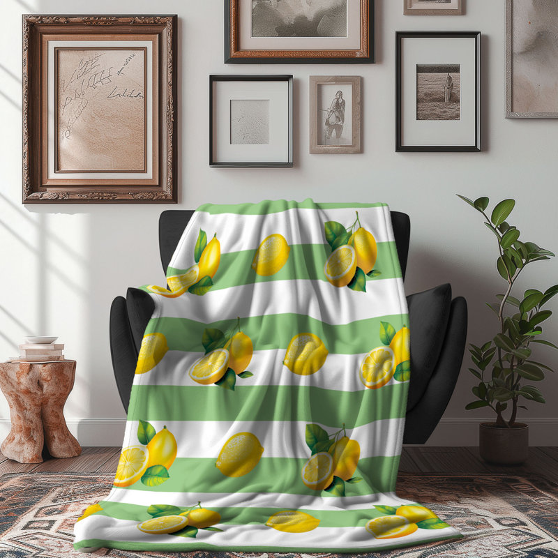 Citrus Delight - couverture sherpa de qualité supérieure 1 pièce, L 60 po x L 80 po