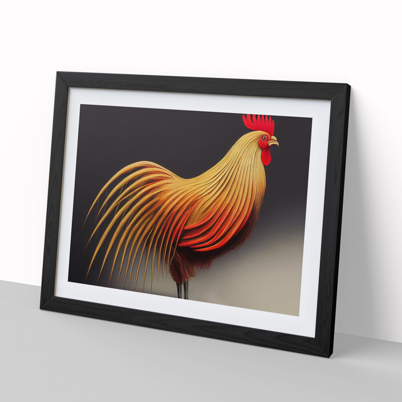 Imaginative Rooster - Single Picture Frame Print, Black, 46cm H x 64cm W x 2cm D
