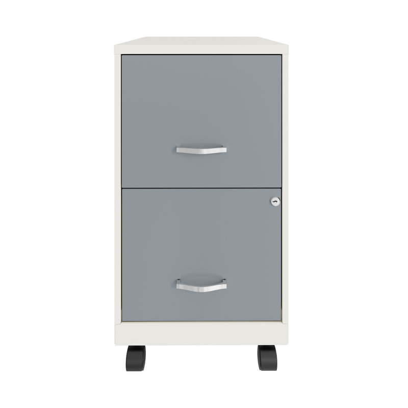 Krahn 14.25'' Wide 2 -Drawer Mobile Steel File Cabinet, Platinum/White