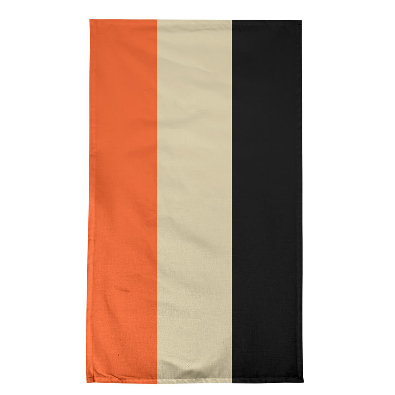 Stripe Tea Towel Kitchen Towel, Cotton Twill, Orange/Cream/Black Baseball