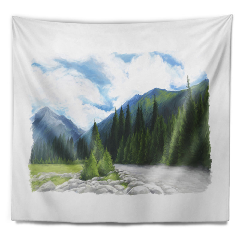Tapisserie «Happy Summer Pastures in Mountains», H 68 po x l 80 po