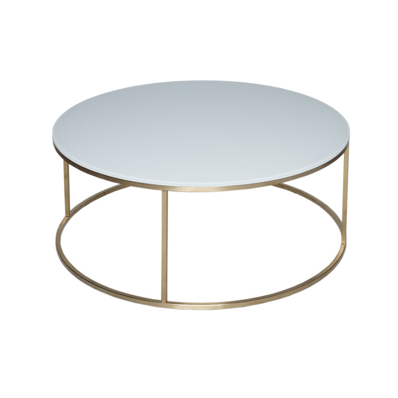 Licata Sled Coffee Table, 39.6 cm H x 100 cm W x 100 cm D, White / Brass