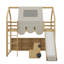 Lit mezzanine avec structure en forme de maison et tente-107262533-107262535