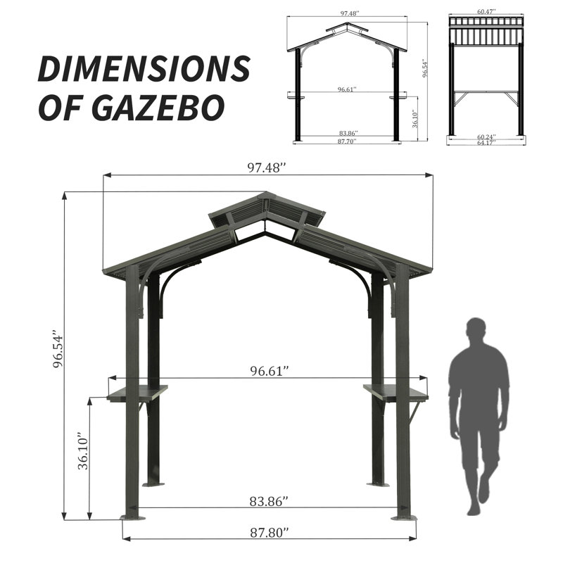 Patio Grill Gazebo, Gray