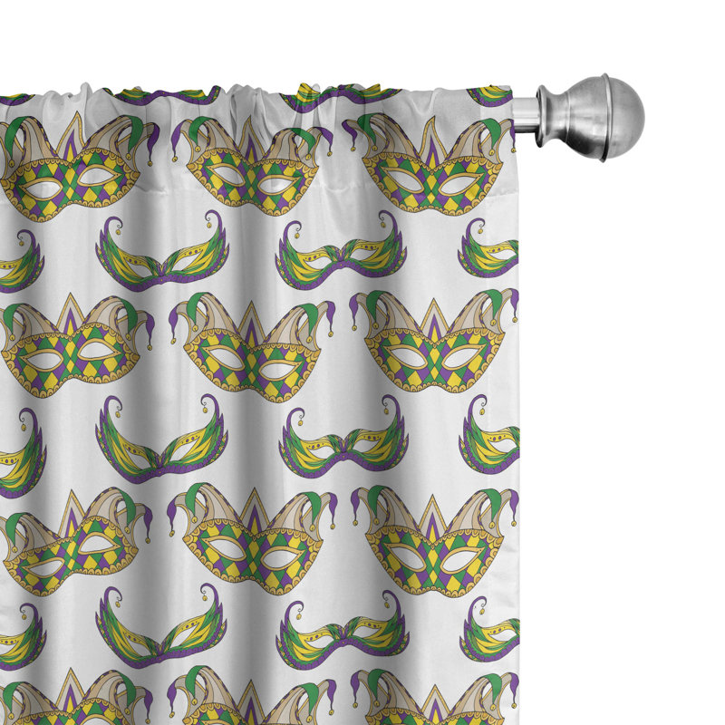 Mardi Gras Semi-Sheer Rod Pocket Curtain Panels, 28" x 95"