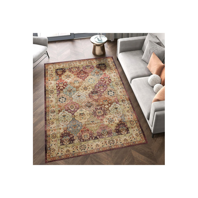 Tapis décoratif à motif tissé orange et beige de la collection Northern, Tapis de couloir 3 pi 3 po x 6 pi 7 po inclus
