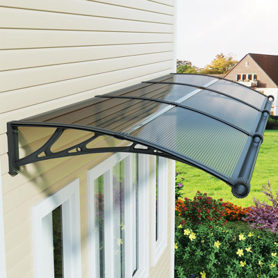 Window Door Awnings Exterior 40x120in (DxW)  UV/Rain/Snow Proof Canopy for Outside with Large Drainage Grooves Bracket for Window/Patio/Porch