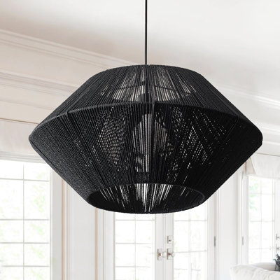 Rivington 1-Light 25.19 inch E26 Base Black Finish Woven Pendant Light