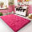 Shag Area Rugs for Living Room, 4x6 ft Soft Fluffy Rugs for Bedroom, Nursery, Kids Room Home Decor, Rose Red-1153120226