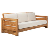 Guadeloupe 83.5" Wide Outdoor Teak Patio Sofa with Cushions