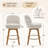 26" Mid-Century Modern Counter Height Bar Stools, 360° Swivel Fabric Upholstered Barstools with Solid Wood Legs, Island Chairs with Backrest, Beige-1355595997