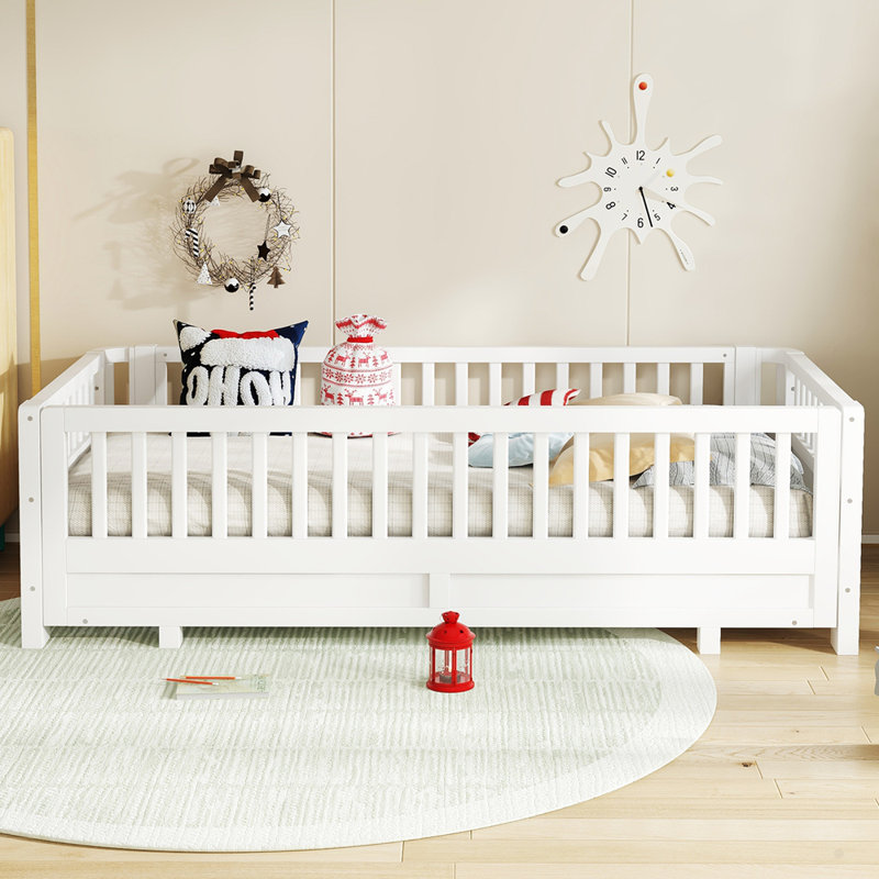 Le lit plateforme simple TG peut être converti en grand lit plateforme, Blanc, Simple très long
