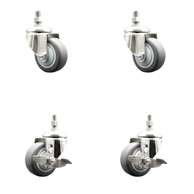 4 Piece Thermoplastic Rubber Caster Set