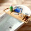 Serviteur de bain autoportant en bambou